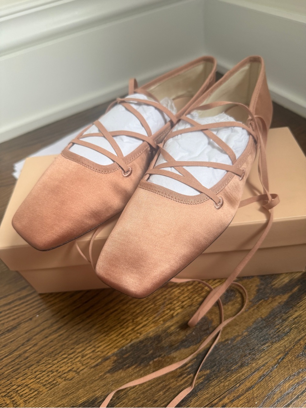 Loeffler Randal Louisa lace-up satin ballet flats Sz 10b - Picture 7 of 8